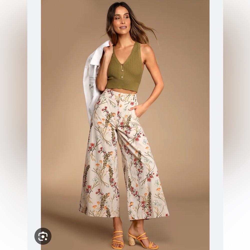 Free People Floral Wide-Leg Pants